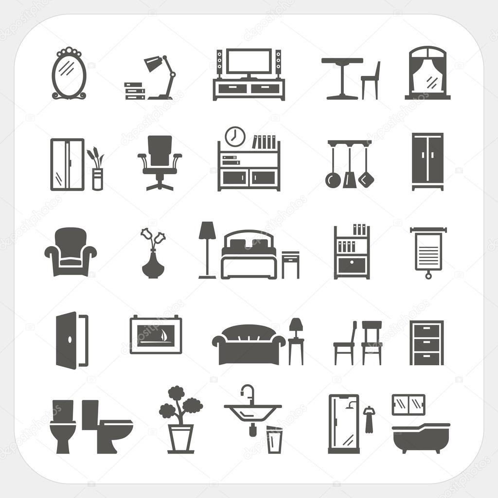 Furniture icons set, Home Interior Objects