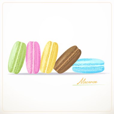 Beyaz arka plan üzerinde renkli Fransız macarons