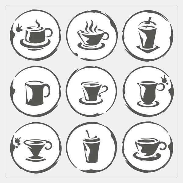 Iconos de taza de café con mancha — Archivo Imágenes Vectoriales