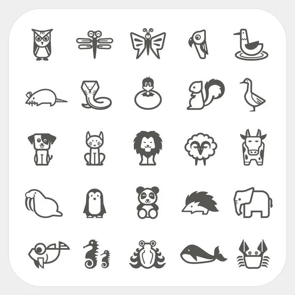 Conjunto de iconos animales aislados sobre fondo blanco — Vector de stock