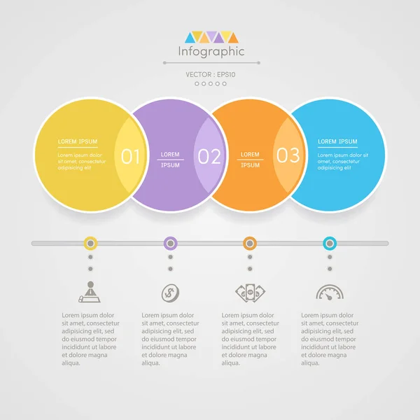 Modello di progettazione infografica con icone, diagramma di processo, vettore — Vettoriale Stock