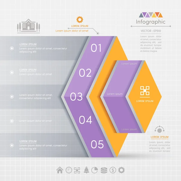 Rombo Infografica modello di design con icone di business, proces — Vettoriale Stock