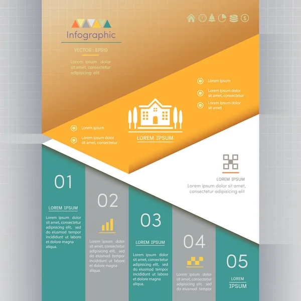 Modello di progettazione infografica con icone aziendali, diagramma di processo — Vettoriale Stock