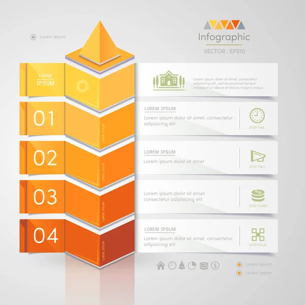 Plantilla de diseño de infografías con iconos de negocios, diagra de proceso — Archivo Imágenes Vectoriales