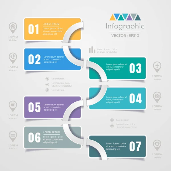 Modelo de design de infográficos com ícones, diagrama de processo, vetor — Vetor de Stock