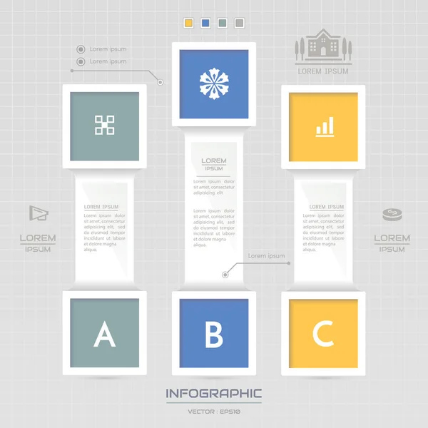 Plantilla de diseño de infografías con iconos, diagrama de proceso, vector — Archivo Imágenes Vectoriales