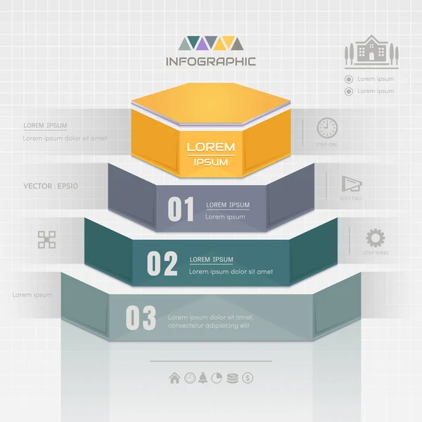 Modelo de design de infográficos com ícones de negócios, diagra de processo — Vetor de Stock