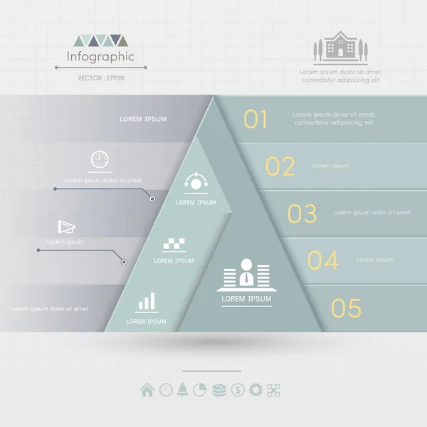 Triangolo Infografica modello di design con icone di business, proce — Vettoriale Stock
