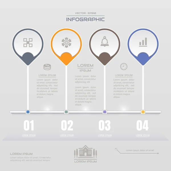 Infografik-Design-Vorlage mit Symbolen, Prozessdiagramm, Vektor — Stockvektor