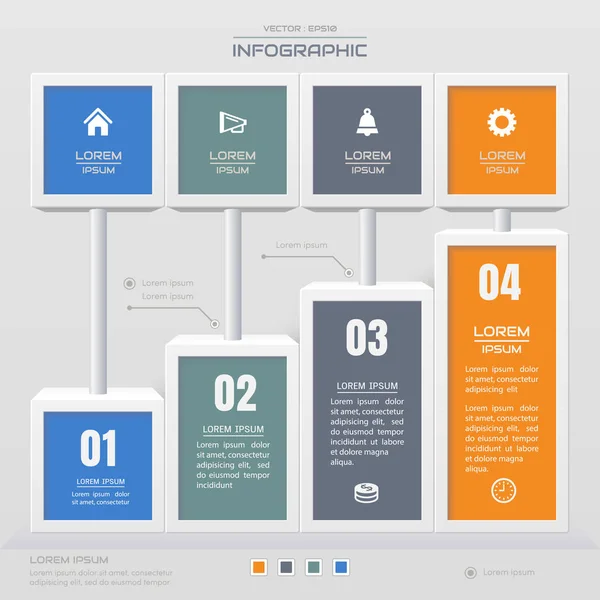 Infografik-Design-Vorlage mit Symbolen, Prozessdiagramm, Vektor — Stockvektor