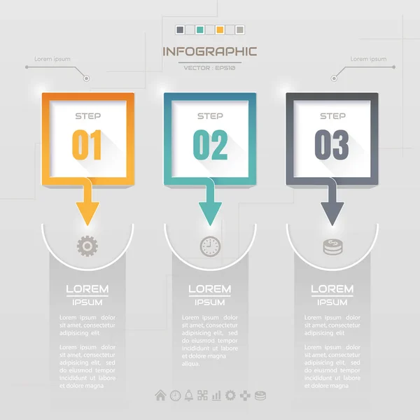 Infografik-Design-Vorlage mit Symbolen, Prozessdiagramm, Vektor — Stockvektor