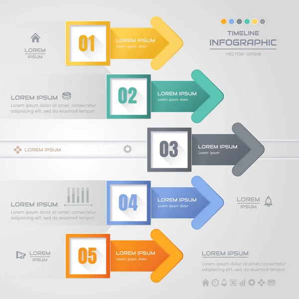 Infografik Pfeil-Design-Vorlage mit Symbolen, Prozessdiagramm, — Stockvektor