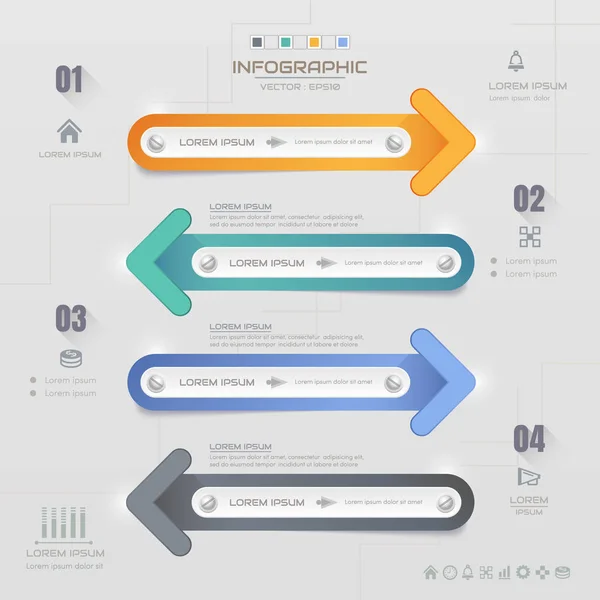 Infográficos Modelo de design de seta com ícones, diagrama de processo , — Vetor de Stock
