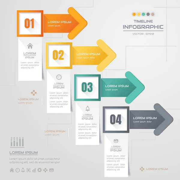 Infographics Arrow formgivningsmall med ikoner, processdiagram, — Stock vektor