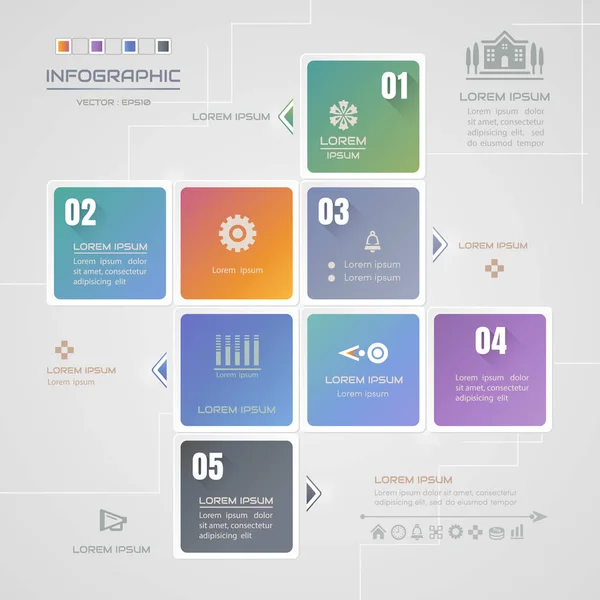 Szablon projektu infografiki z ikony, diagram procesu, wektor — Wektor stockowy