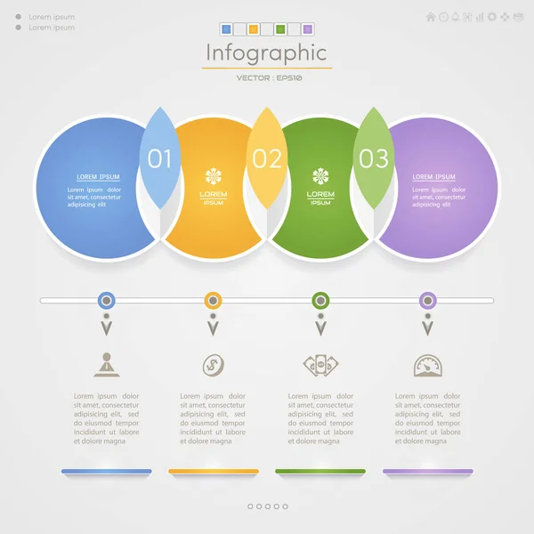 Modello di progettazione infografica con icone, diagramma di processo, vettore — Vettoriale Stock