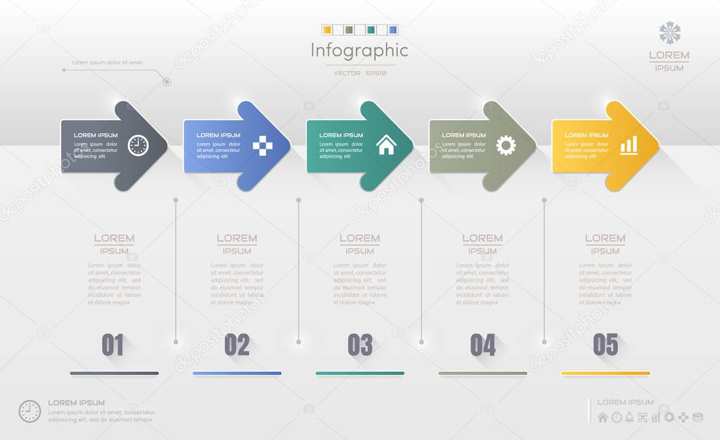 Infographics design template with icons, process diagram, vector