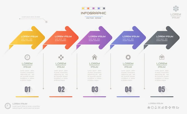 Infografik-Design-Vorlage mit Symbolen, Prozessdiagramm, Vektor — Stockvektor