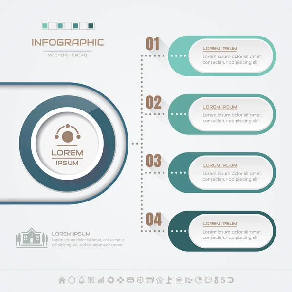 Modelo de design de infográficos com ícones, diagrama de processo, vetor — Vetor de Stock