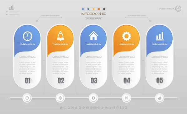 Modelo de design de infográficos com ícones, diagrama de processo, vetor — Vetor de Stock