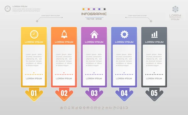 Шаблон проектування інфографіки з піктограмами, схема процесів, вектор — стоковий вектор