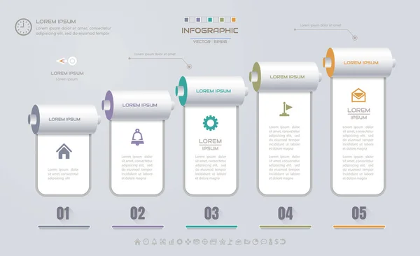 Modelo de design de infográficos com ícones, diagrama de processo, vetor — Vetor de Stock