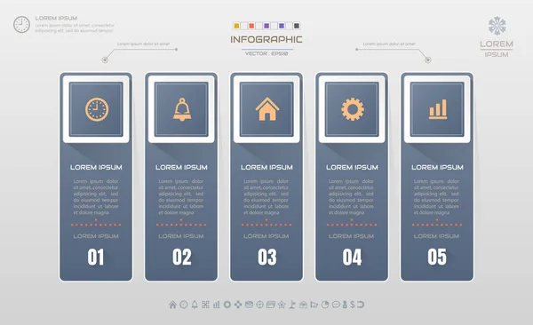 Modelo de design de infográficos com ícones, diagrama de processo, vetor —  Vetores de Stock