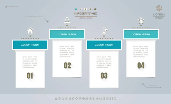 Modello di progettazione infografica con icone, diagramma di processo, vettore — Vettoriale Stock