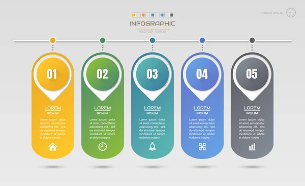 Infographics design template with icons, process diagram, vector — Stock Vector