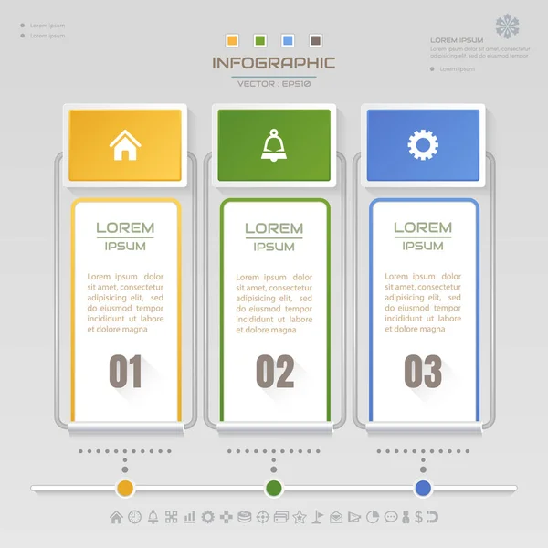 Modelo de design de infográficos com ícones de negócios, diagra de processo — Vetor de Stock