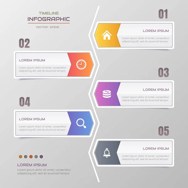 Infografiki osi czasu projektowania szablonu z ikonami, diagra procesu — Wektor stockowy