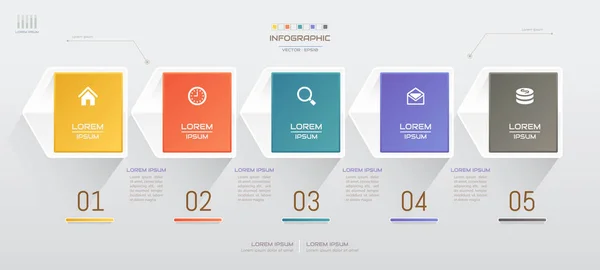 Modelo de design de infográficos com ícones, diagrama de processo, vetor —  Vetores de Stock