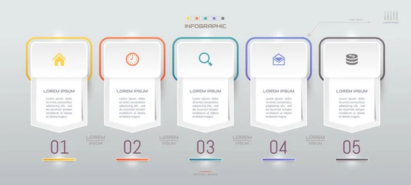 Plantilla de diseño de infografías con iconos, diagrama de proceso, vector — Vector de stock