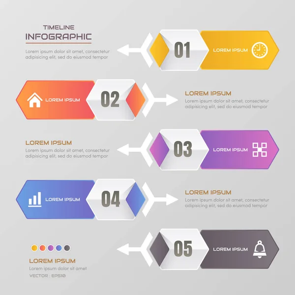 Modèle de conception infographique chronologique avec icônes, diagonale de processus Graphismes Vectoriels