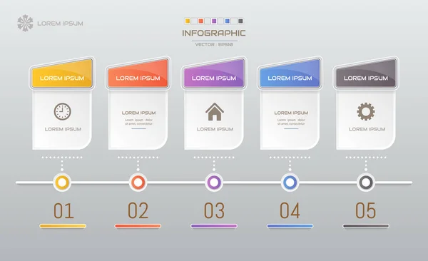 Modelo de design de infográficos com ícones, diagrama de processo, vetor — Vetor de Stock