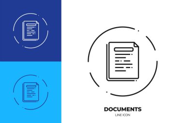 İş belgesi çizgisi sanat vektör simgesi. Ofis kağıdının ana sembolü. İnce felçten yapılmış kağıt resimleri. Arkaplanda izole.