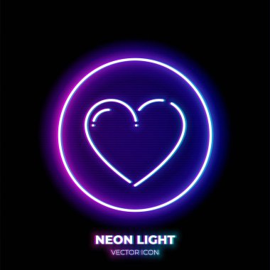 Kalp neon ışık çizgisi sanat vektör simgesi. Aşkın ana sembolü. İnce felçten yapılmış sevgililer günü fotoğrafı. Arkaplanda izole.