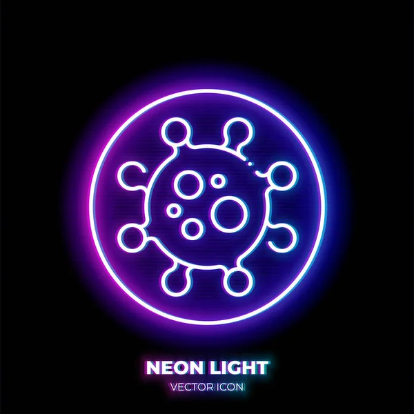 Vírus Sejt Neon Fényvonal Művészet Vektor Ikon Mikroba Vázlatos Szimbóluma — Stock Vector