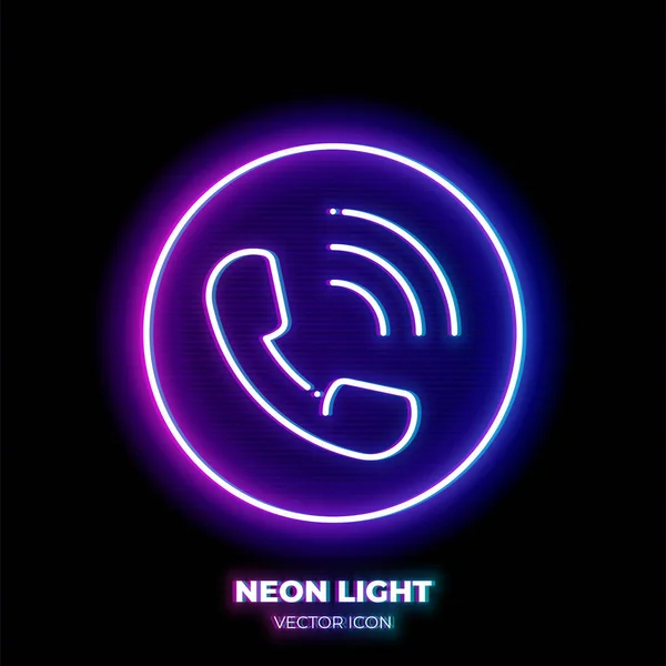 Telefone Neon Luz Linha Arte Vetor Ícone Esboço Símbolo Chamada —  Vetores de Stock