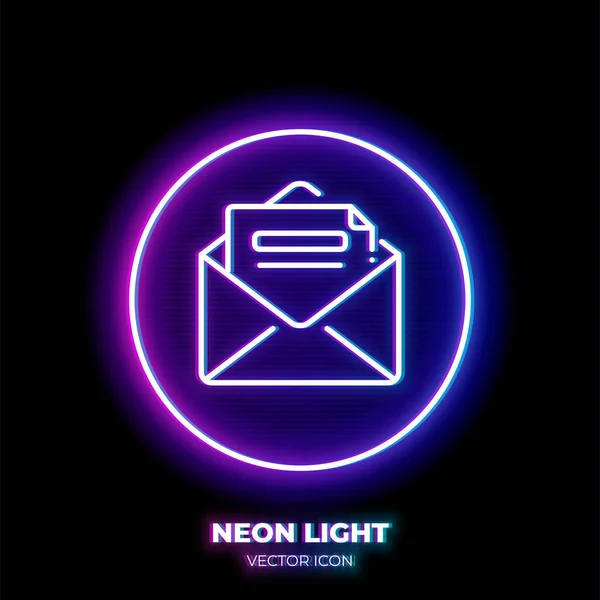 Carta Neon Luz Linha Arte Vetor Ícone Esboço Símbolo Mail —  Vetores de Stock