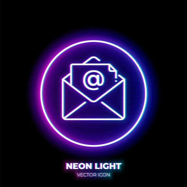 Email Neon Light Line Art Vector Icon Outline Symbol Post — Stock Vector