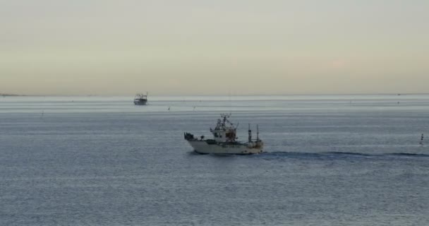 Balıkçı tekneleri ile istiridye yakalama ekskavatörler — Stok video