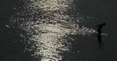 gün batımında denize bir top oynamaktan çocuk