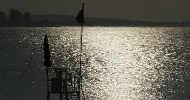 Silhouette Lifeguard Shore — Stock Video