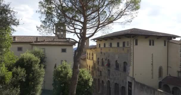 Фасад Палаццо Преторио Фаццо Тоскана Италия — стоковое видео