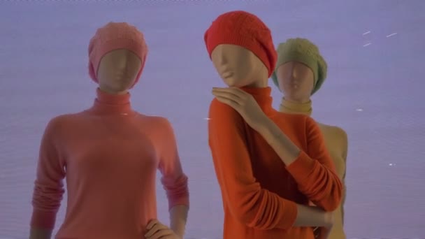 Maniquíes Femeninos Coloridos Fondo Video Del Ruido — Vídeos de Stock