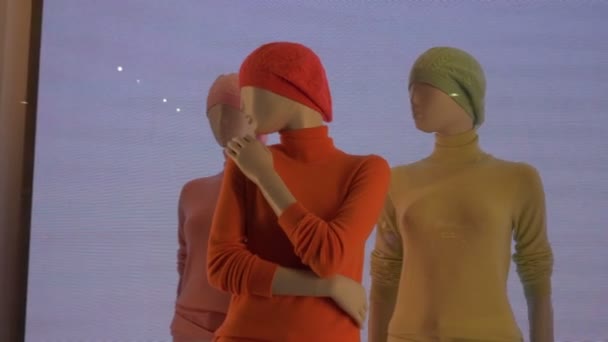 Maniquíes Femeninos Coloridos Fondo Video Del Ruido — Vídeos de Stock