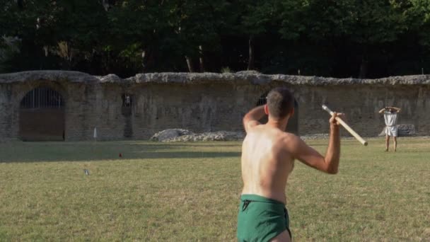 Luglio 2017 Arezzo Italia Antico Atleta Romano Pentathlon Lancia Disco — Video Stock