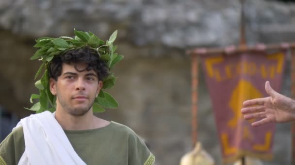 Ένας Ρωμαίος Ύπατος Κατά Την Αναπαράσταση Πίσω Στο Χρόνο Στις — Αρχείο Βίντεο