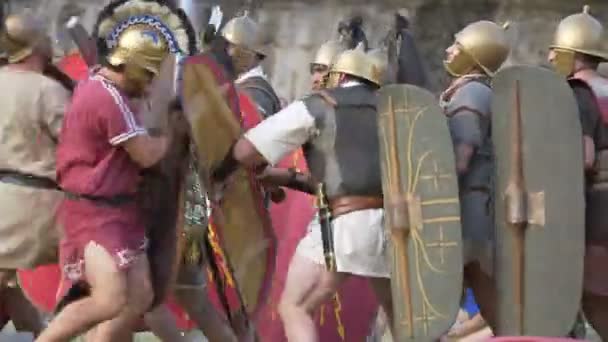 Final Battle Army Catiline Army Antonious Roman Civil War Reenactment — Stock Video